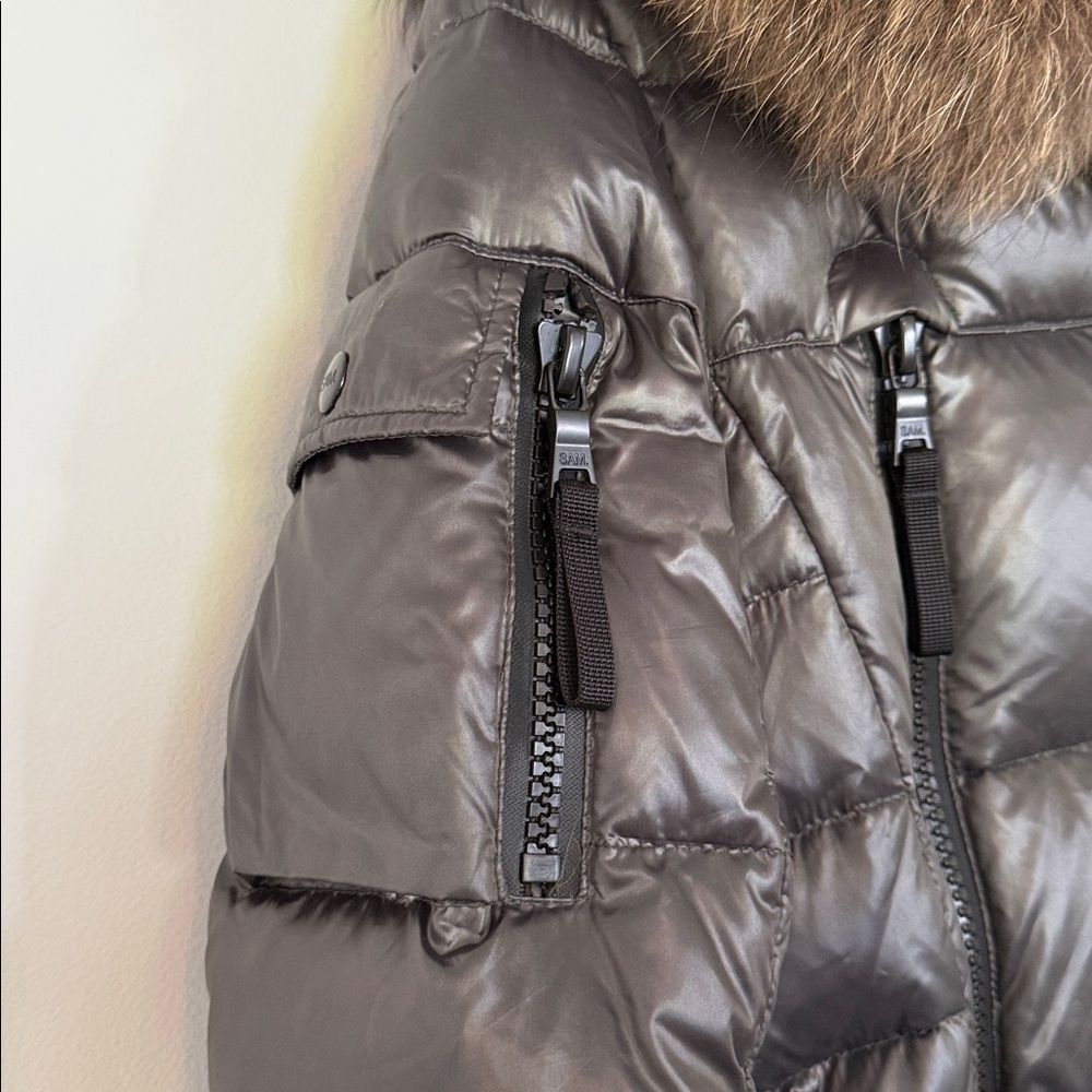 SAM Puffer Coat w Fur Trim Hood - Size XS - Picture 6 of 8